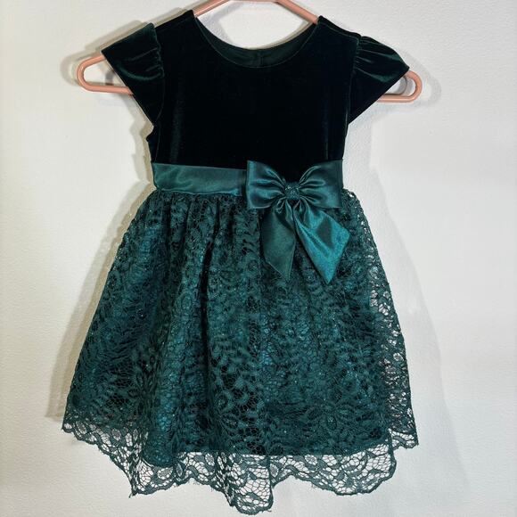 NWT Jona Michelle Girl's Size 3T Emerald Green Tulle Dress Velvet Sparkly - Picture 1 of 6